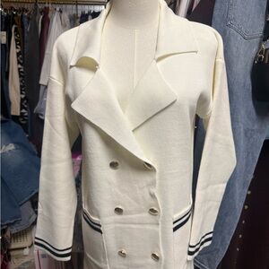 Women's White Double-Breasted Jacket with pants set-